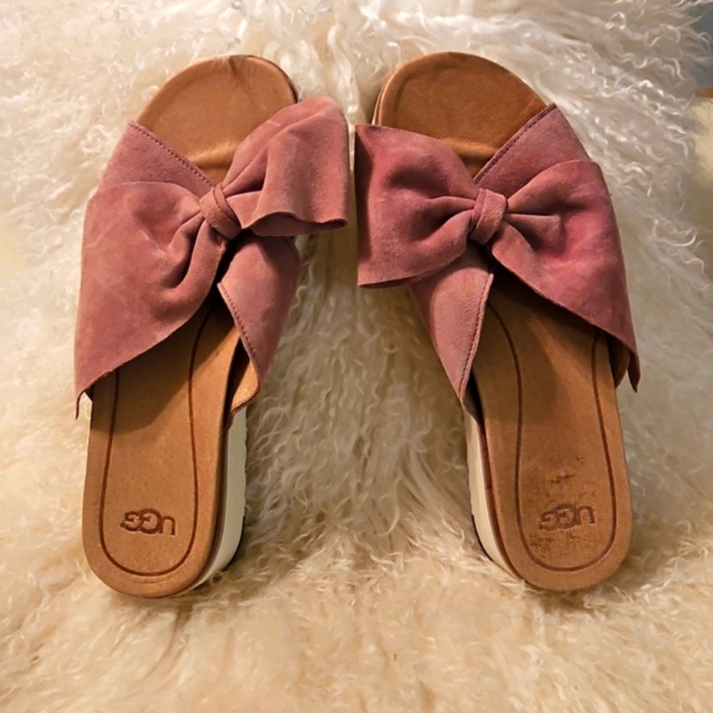 UGG JOAN II Suede Platform treadlite sandal Slides, Size 7.5 in pink